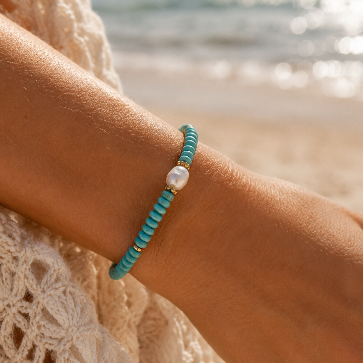 Turquoise Freshwater Pearl & Natural Stone Bracelet