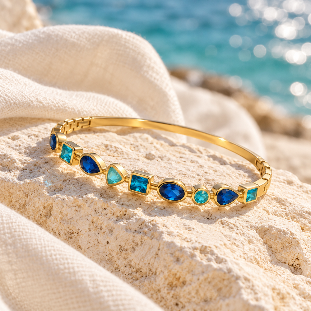 Soleil Ocean Blue Zircon Bangle