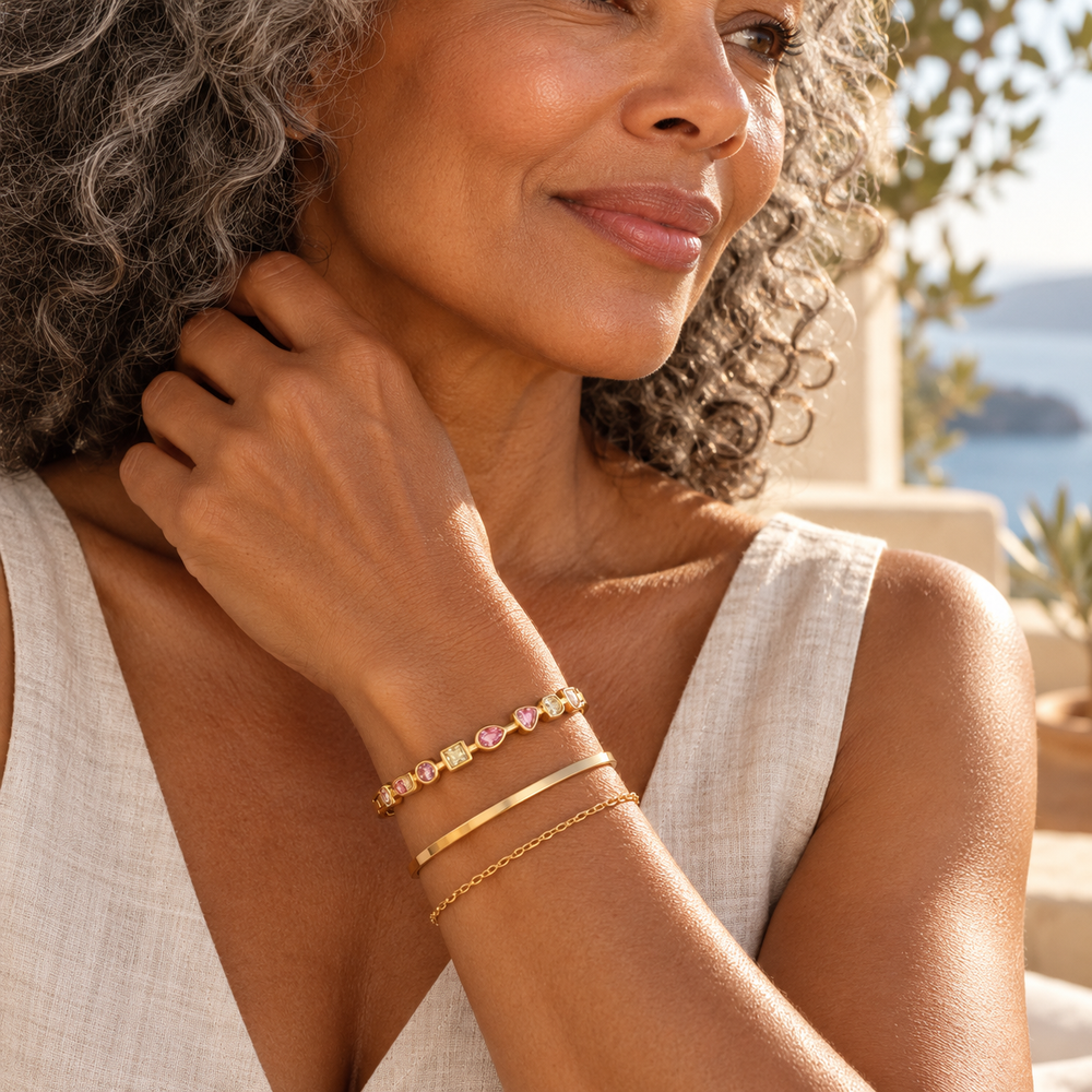 Soleil Blush & Champagne Zircon Bangle