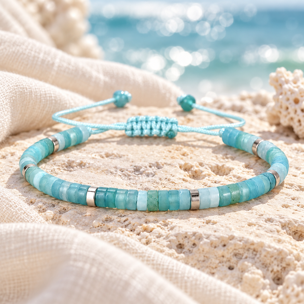 Nomad Natural Stone Heishi Bracelet Sea Glass