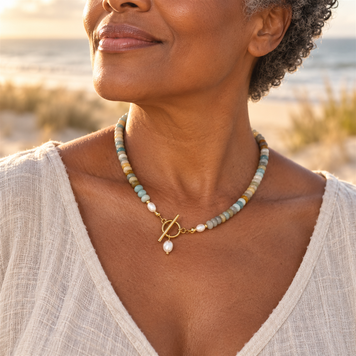 Maris Natural Stone & Freshwater Pearl Necklace