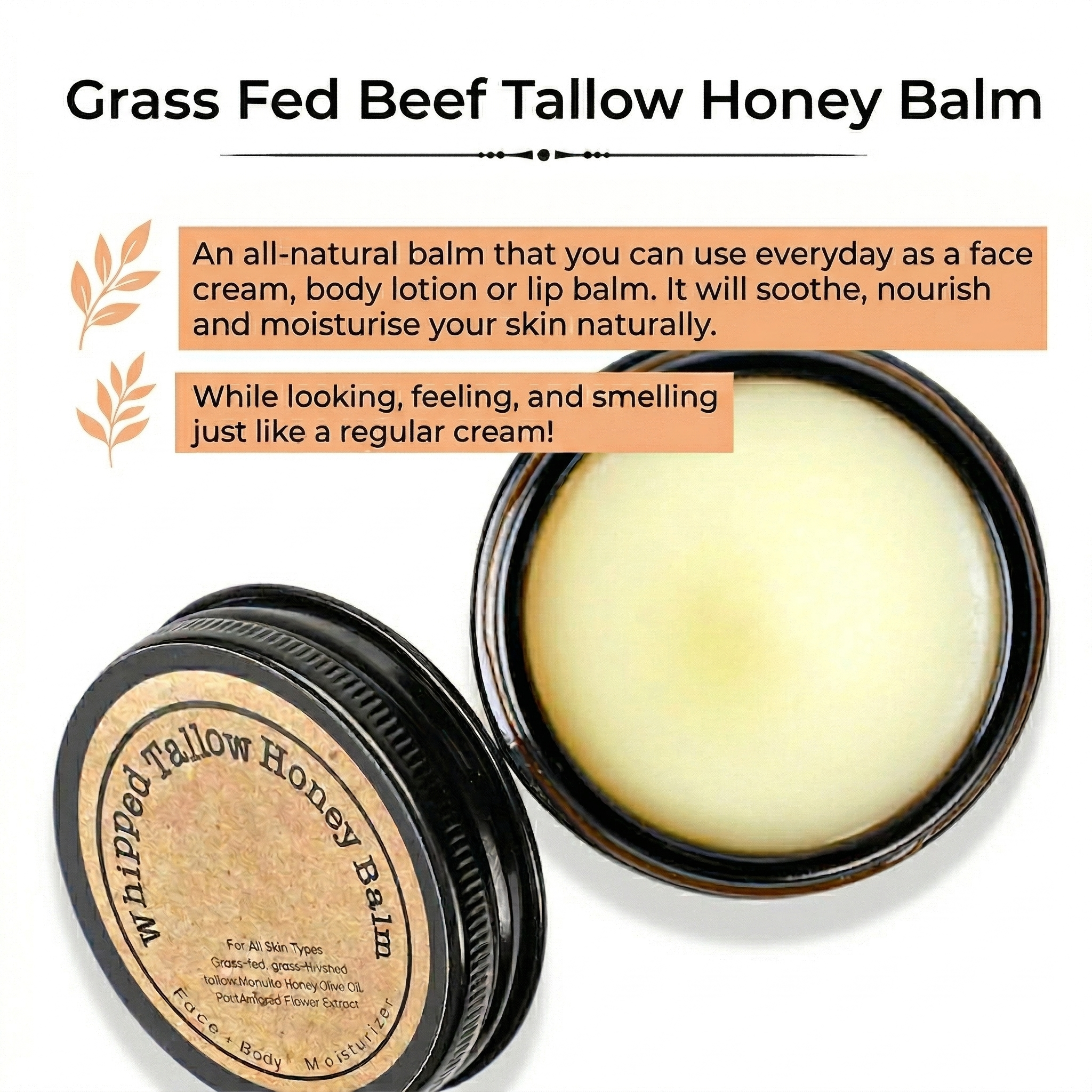 ghk-cu whipped tallow honey balm Whipped Tallow Honey Balm Crema Facial Efecto Lifting 60g main image 1