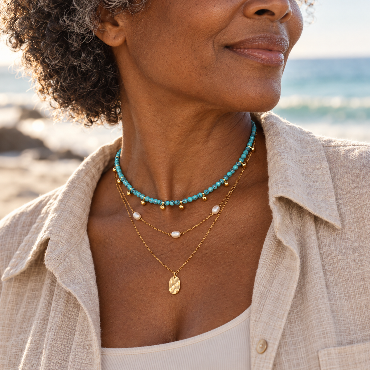 Azure Tide Turquoise Beaded Necklace